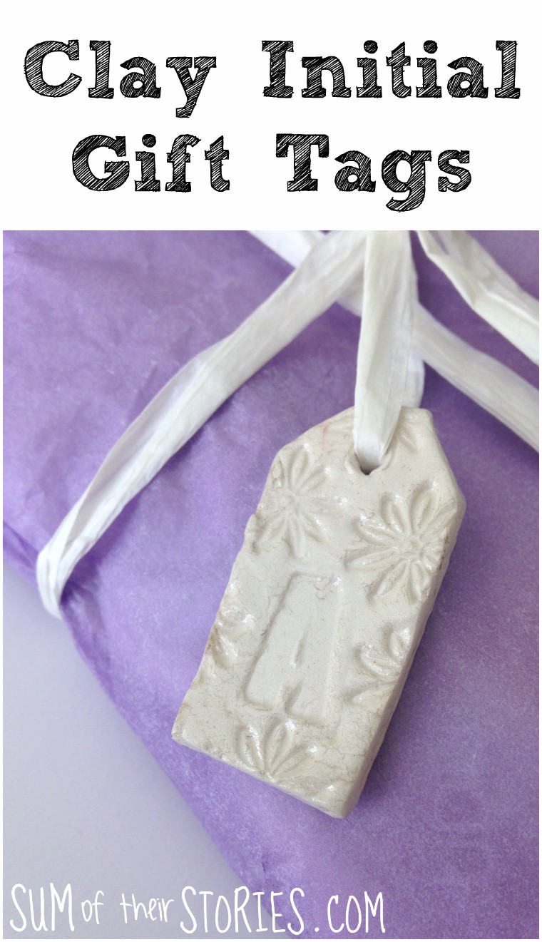 Clay initial gift tag