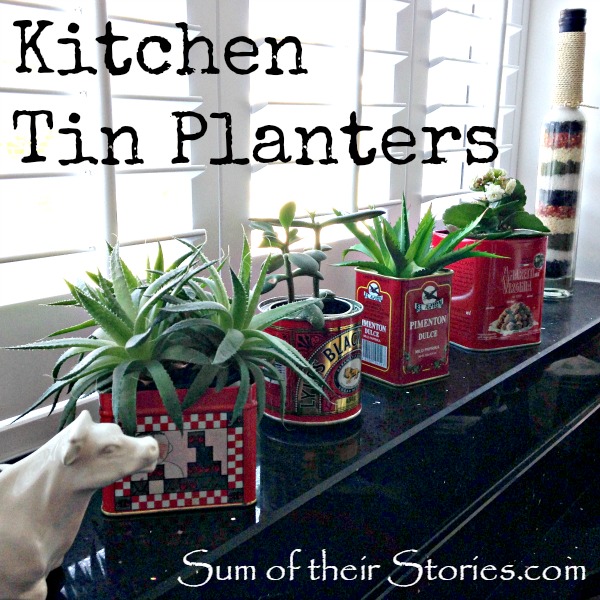Kitchen planters from old tins