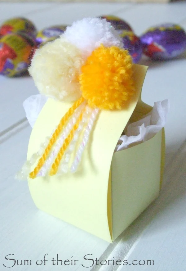 Easter egg box with pom poms