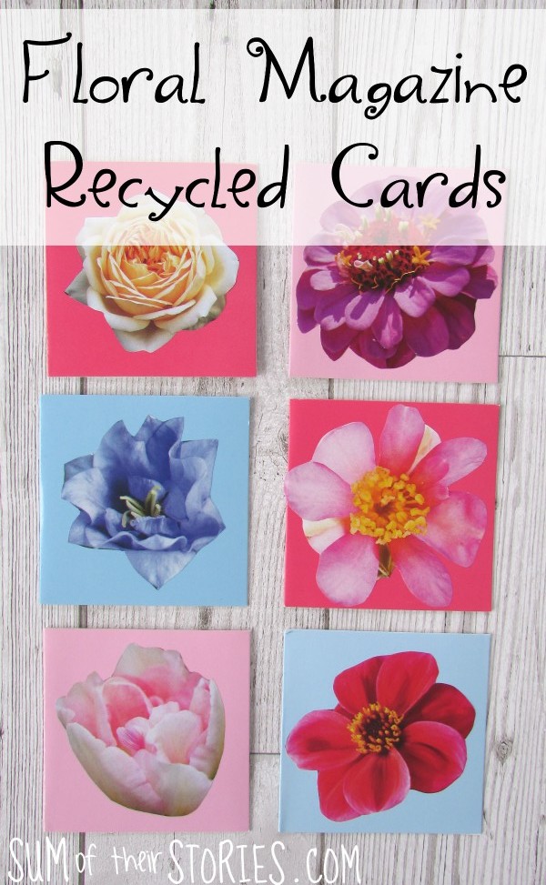 Floral magazine recycled cards