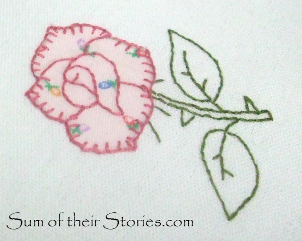 Embroidered applique rose