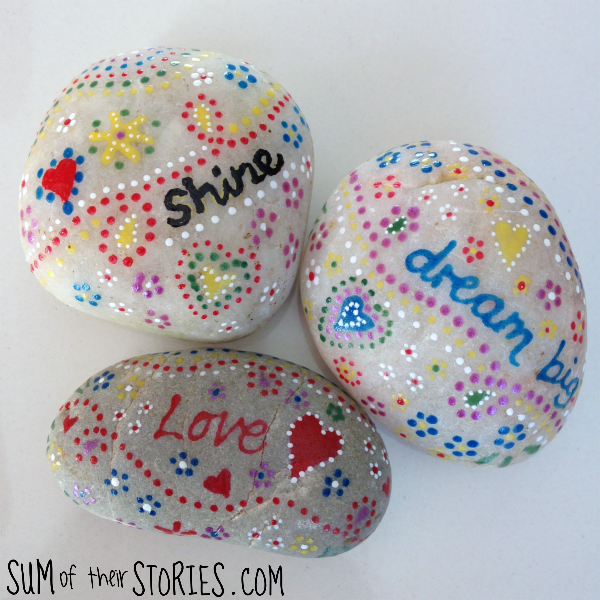 dot painted pebbles with nail varnish