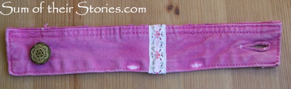 making an upcycled jean cuff