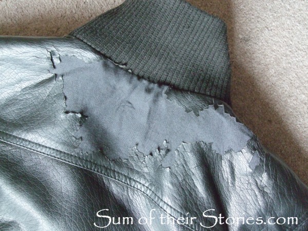 damaged jacket needing repair