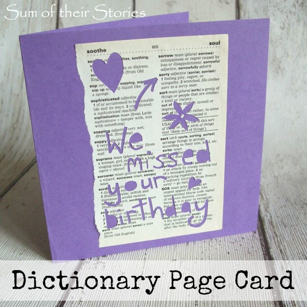 dictionary page card