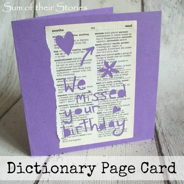 Dictionary Page Card — Sum of their Stories Craft Blog