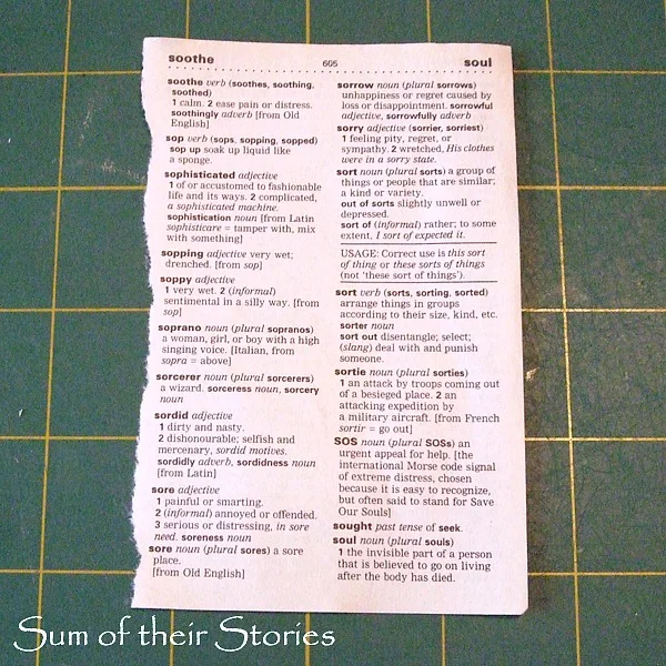 Dictionary Page Card — Sum of their Stories Craft Blog