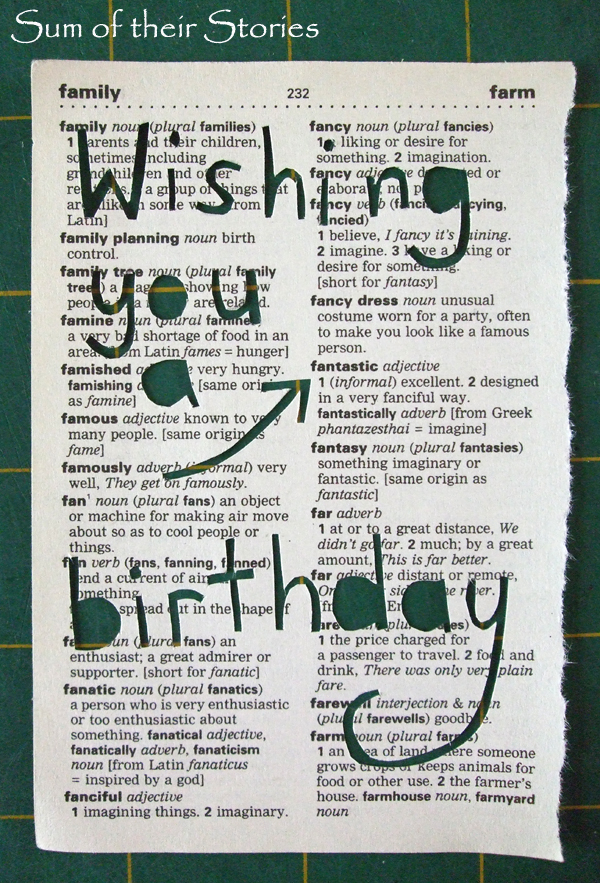 birthday dictionary papercut
