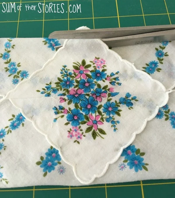 vintage handkerchief jewellery pouch