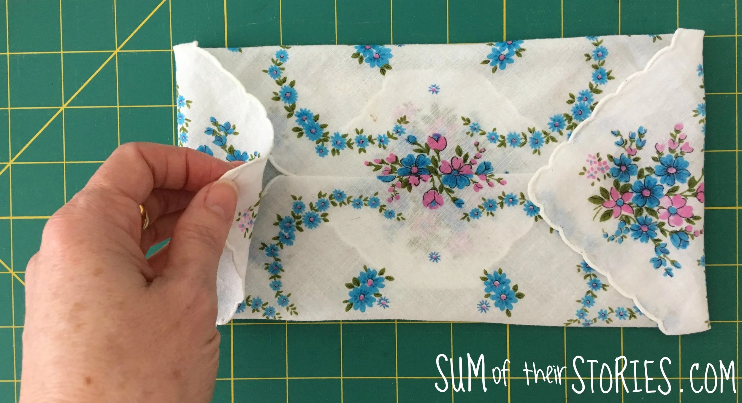 Vintage handkerchief jewellery pouch