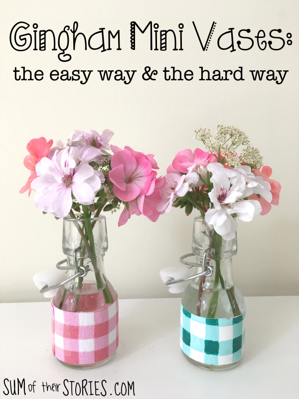 gingham mini vases