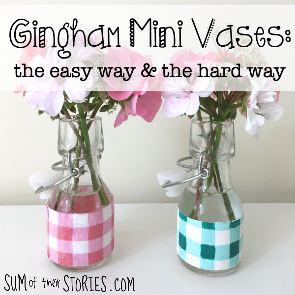 gingham mini vases