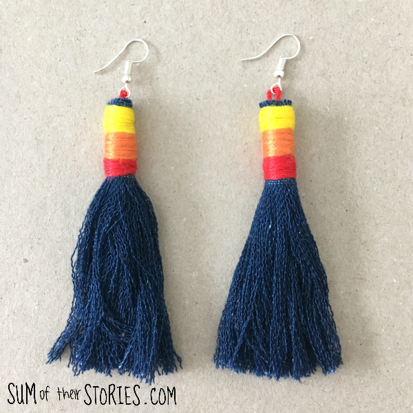 Make your own denim tassel earrings