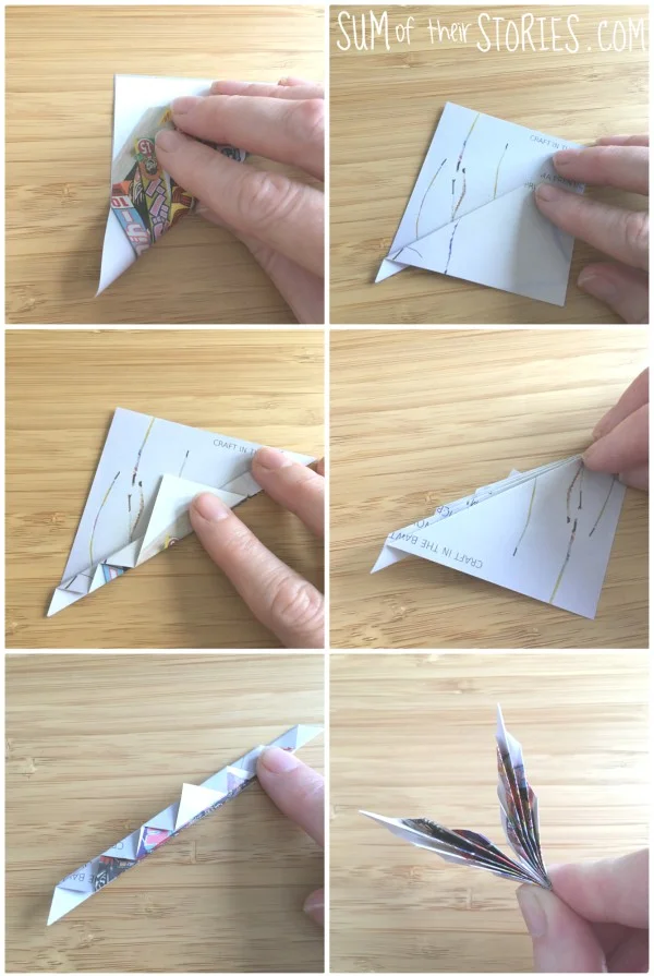 Folding paper butterfly wings