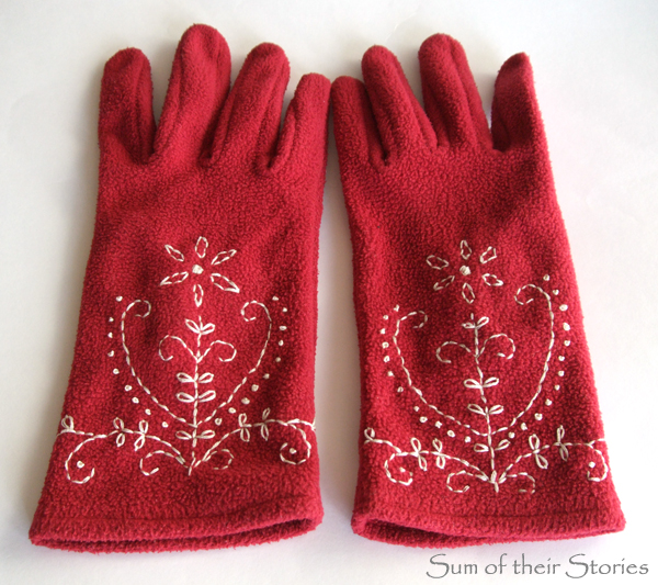 folk art embroidery glove update
