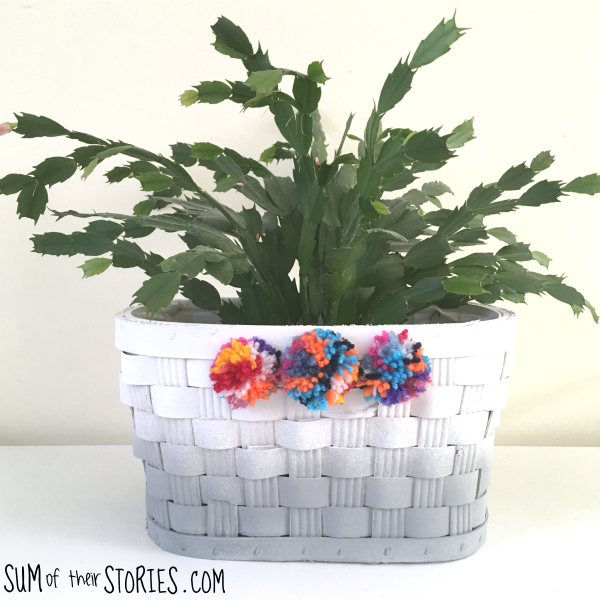 Ombre basket with pom poms