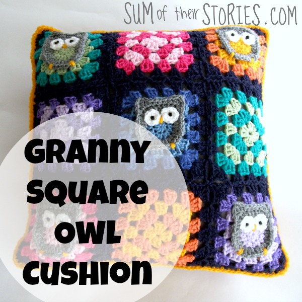 Granny square owl cushion