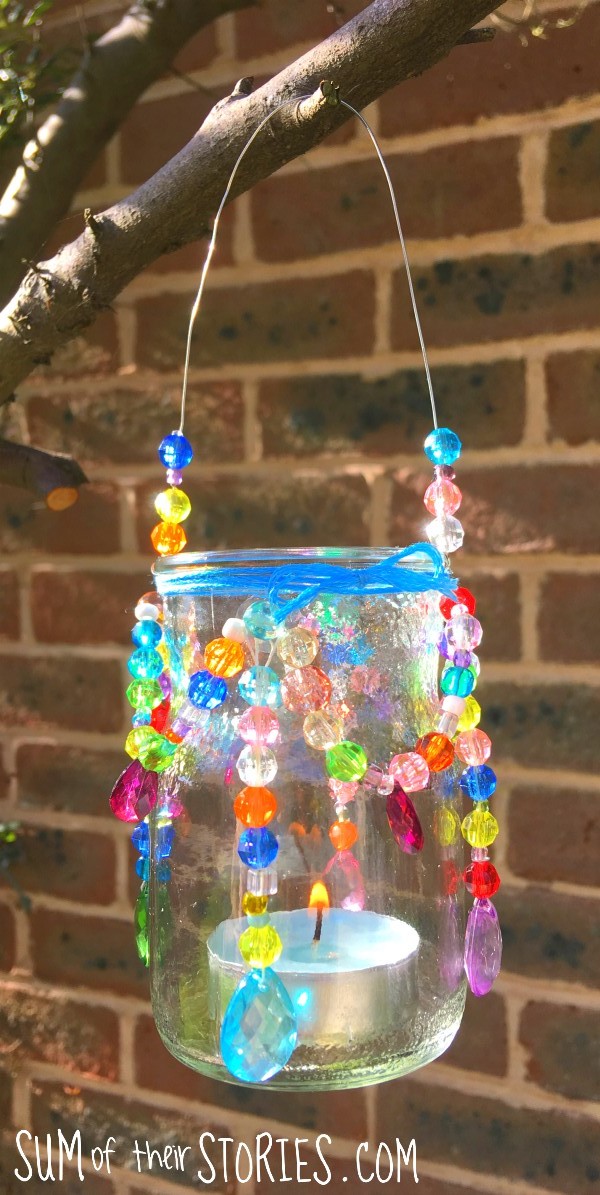 beaded chandelier tea light holder
