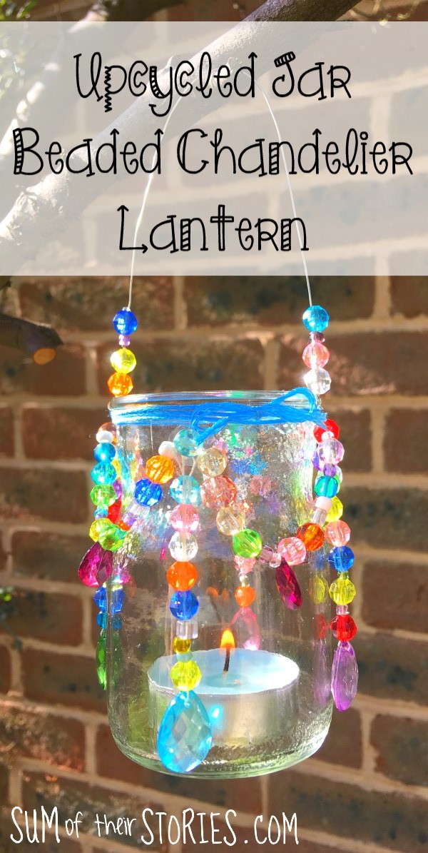 upcycled jar beaded chandelier lantern