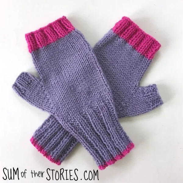 regular straight pin knitting needle fingerless glove pattern