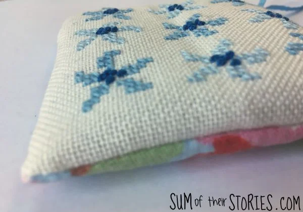 embroidered lavender bag
