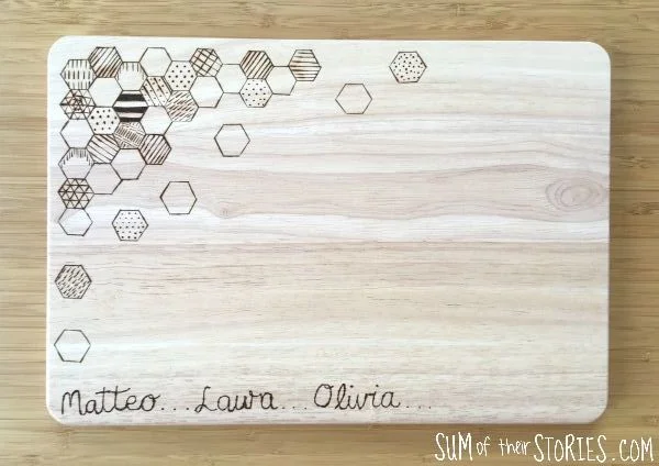 geometric pyrography chopping board