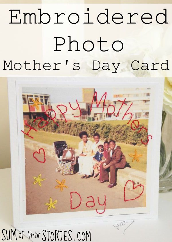 embroidered photo mothers day card