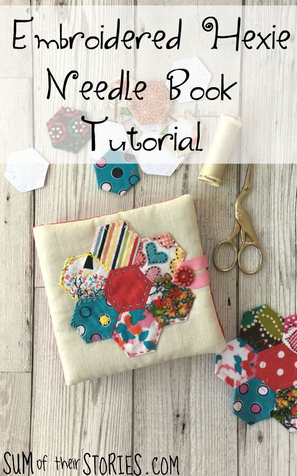 embroidered hexie needle book tutorial