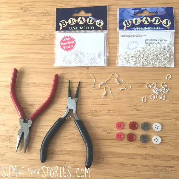 what you need to make button earrings