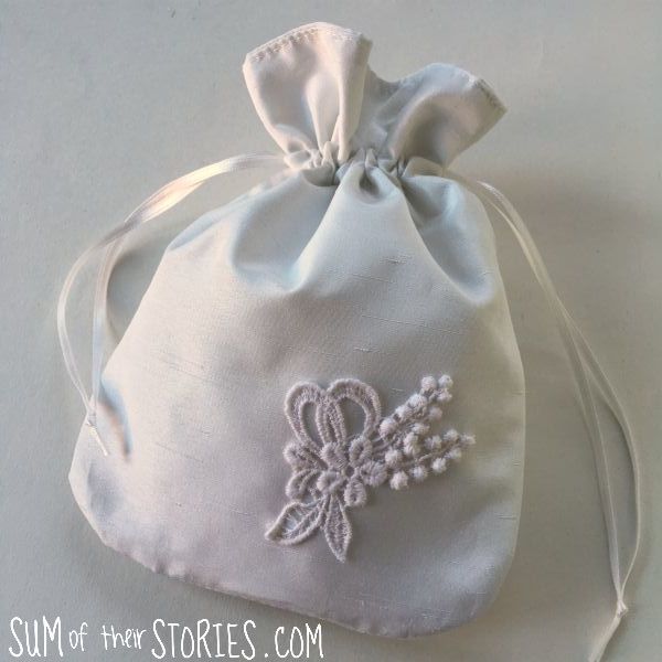 drawstring bag for a bride
