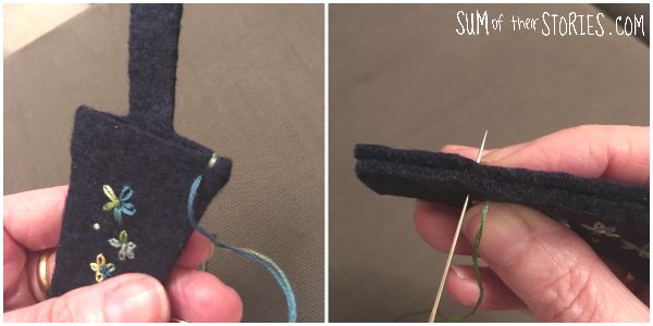 stitching a felt scissor cover