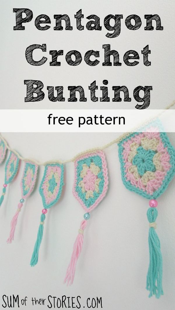 A free pattern for crochet pentagon bunting