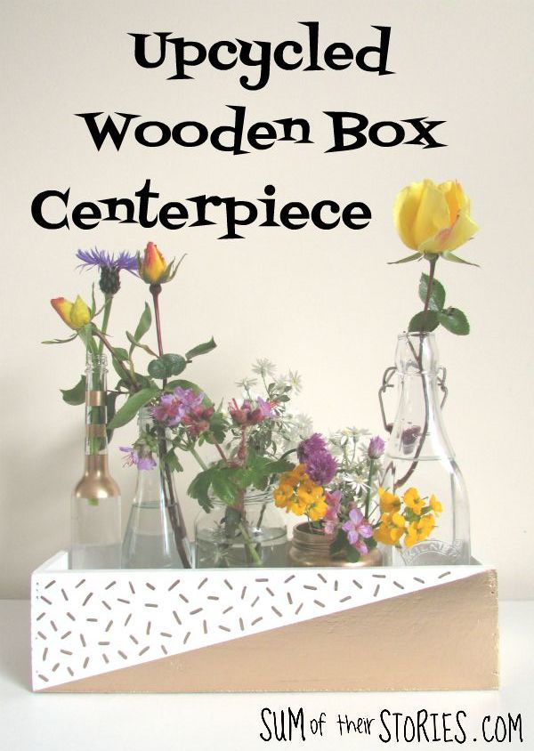 upcycled wooden box centrepiece