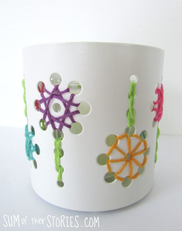 embroidered ikea tealight holder makeover