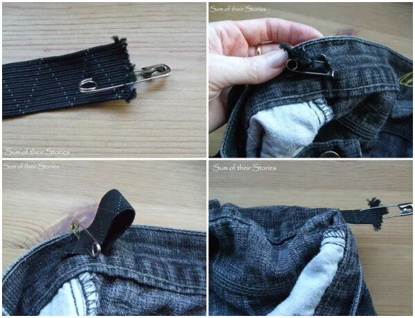 Attach Elastic How to insert Elastic into Jeans Waistband — Sum of their Stories Craft ...