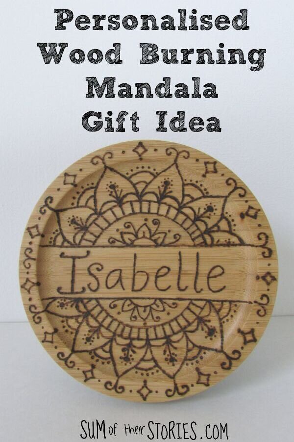 personalised wood burning mandala gift idea