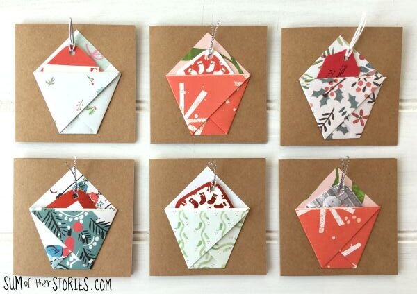 simple origami christmas card envelopes