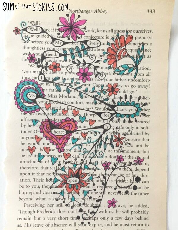 floral altered book page poetry