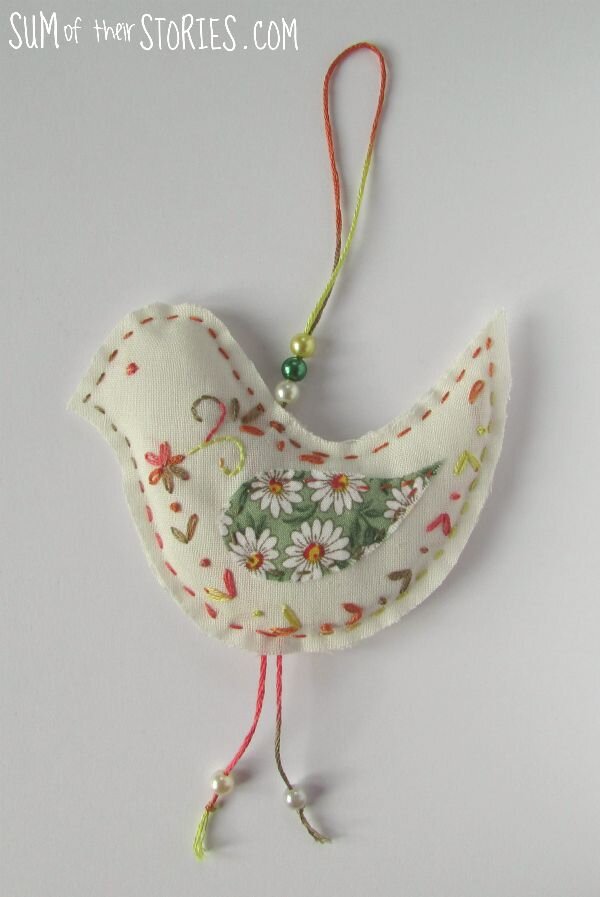 How to make Embroidered Hanging Bird Decorations — Sum of their