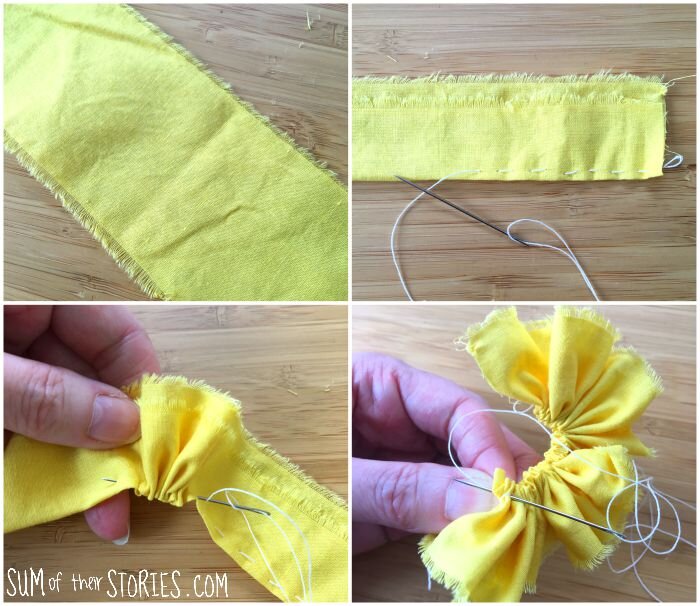 Making a ruffle fabric flower