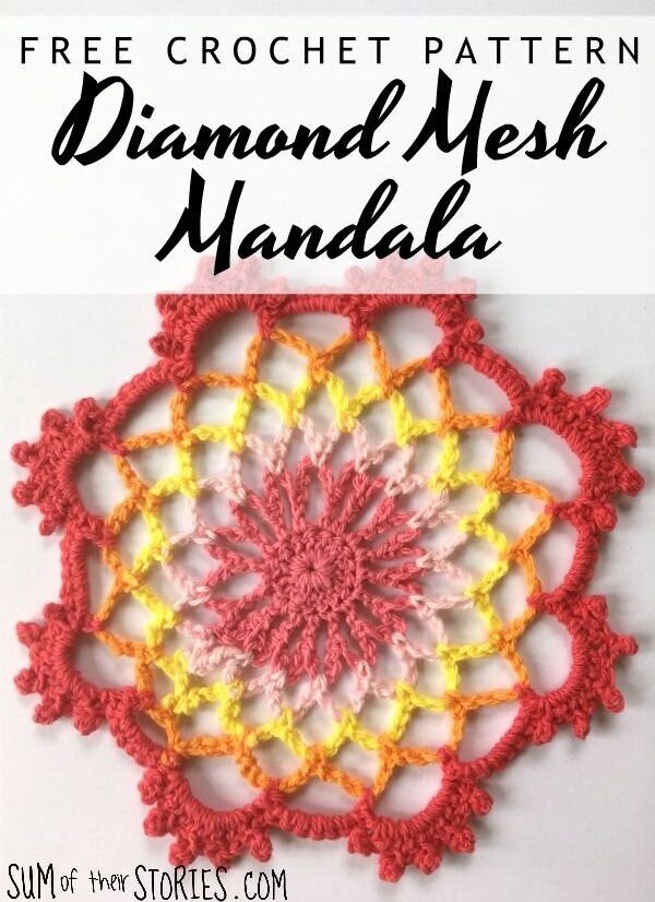 Free lacy mandala crochet doily pattern