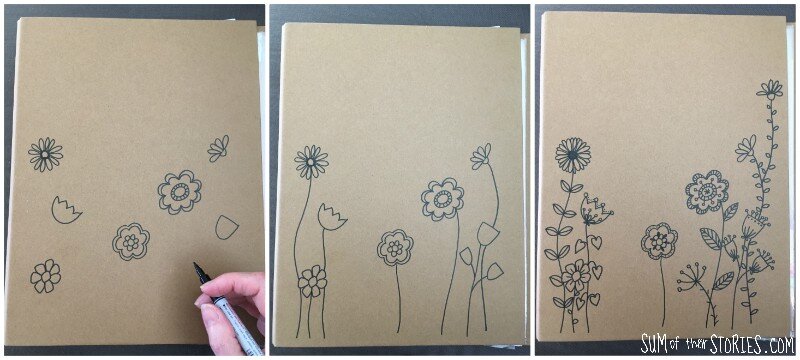 build up doodle flowers
