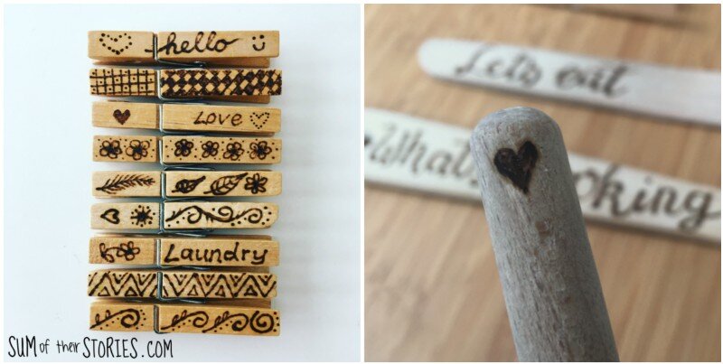 How to Decorate Clothes Pegs with Pyrography — Sum of their Stories Craft  Blog
