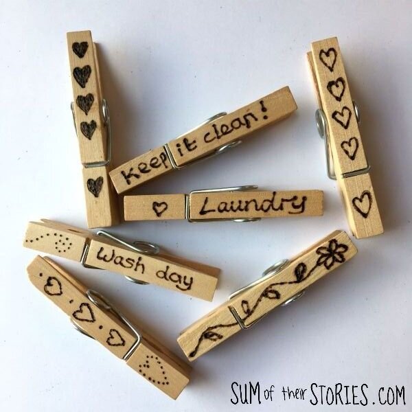 How to Decorate Clothes Pegs with Pyrography — Sum of their