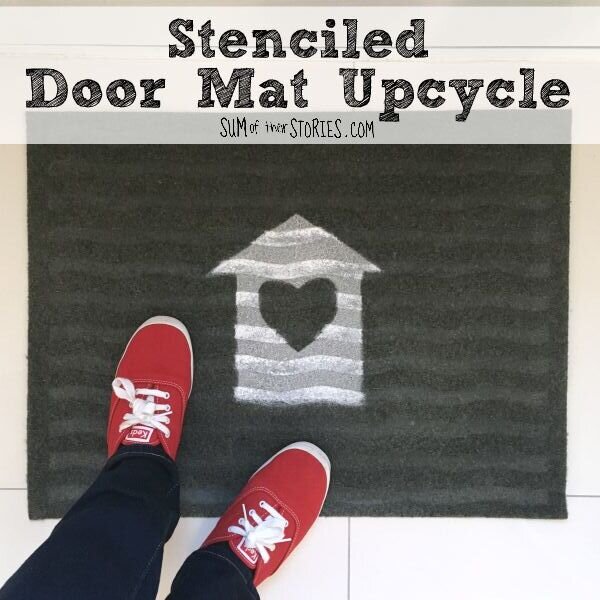 Stencil doormat upcycle