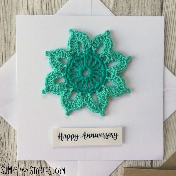 crochet flower card topper