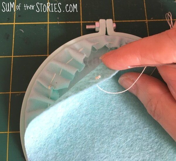 how to finish an embroidery hoop on the back