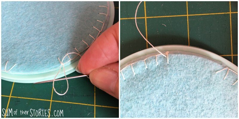 how to back an embroidery hoop with felt
