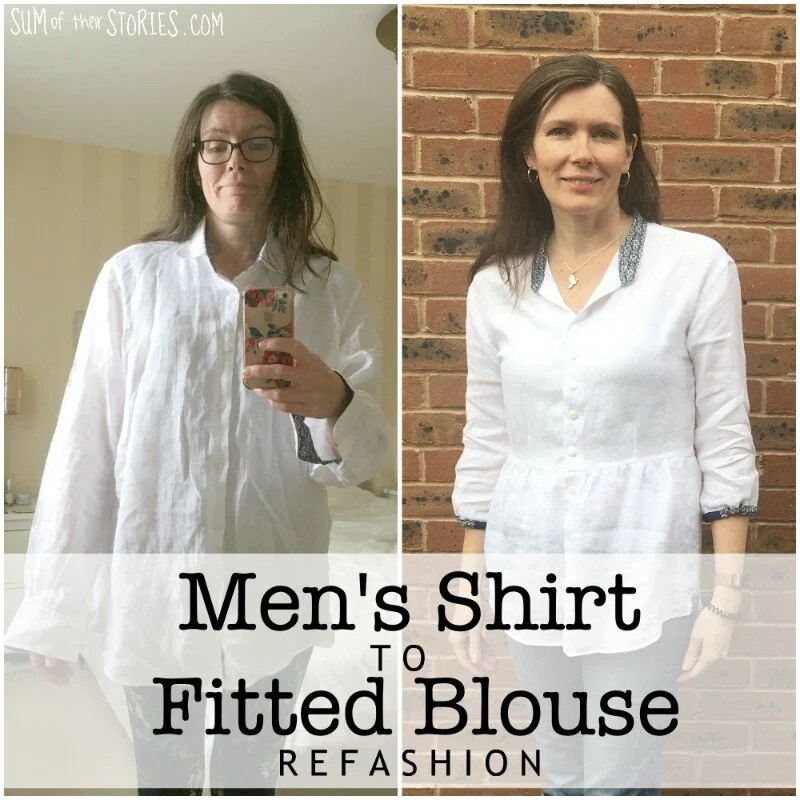 Men's shirt to fitted blouse refashion