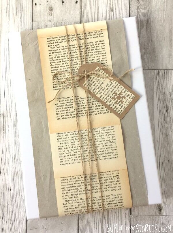 upcycled book gift wrap